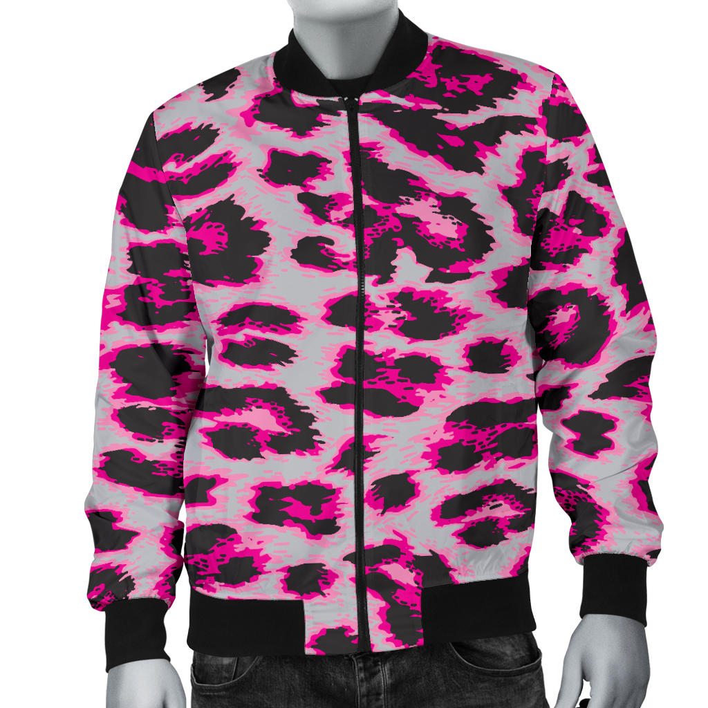 Leopard Pattern Print Design 02 Men Bomber Jacket