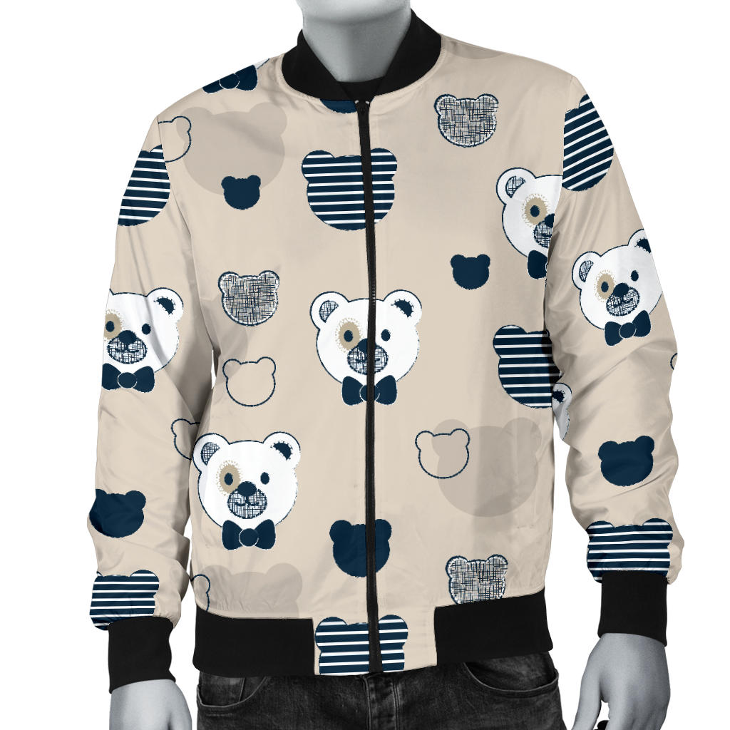 Bear Pattern Print Design 05 Men Bomber Jacket