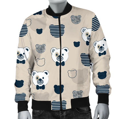 Bear Pattern Print Design 05 Men Bomber Jacket