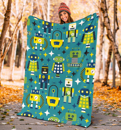 Robot Pattern Print Design A02 Premium Blanket
