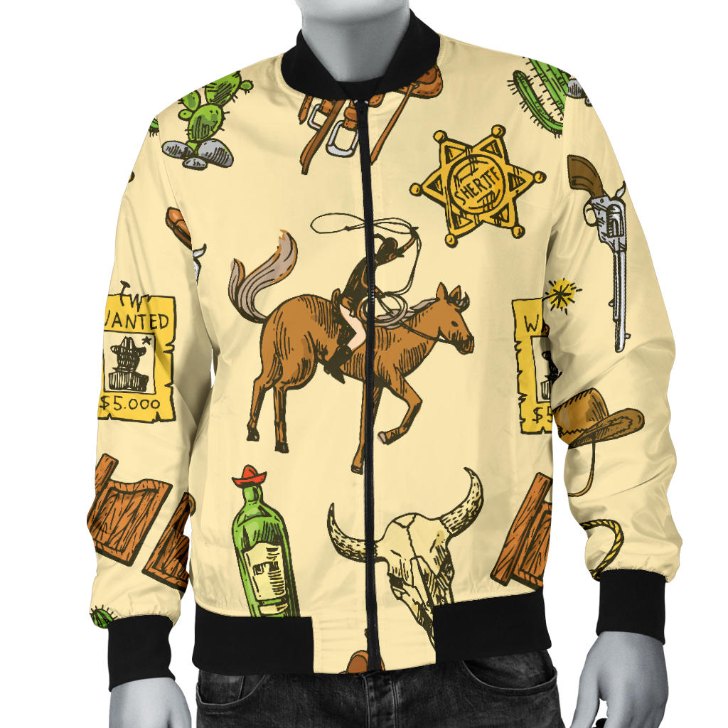 Cowboy Pattern Print Design 04 Men Bomber Jacket