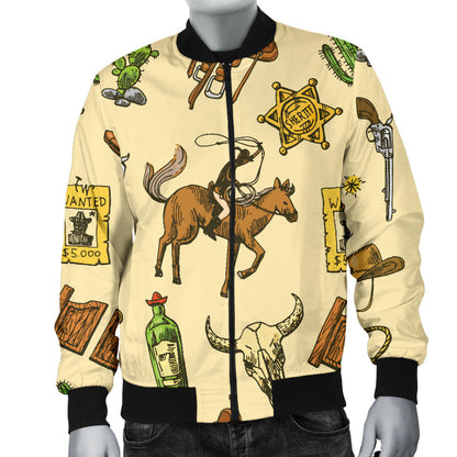 Cowboy Pattern Print Design 04 Men Bomber Jacket