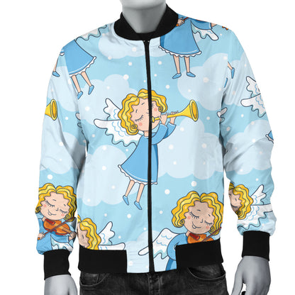 Angel Musician Pattern Print Design 09 Men Bomber Jacket