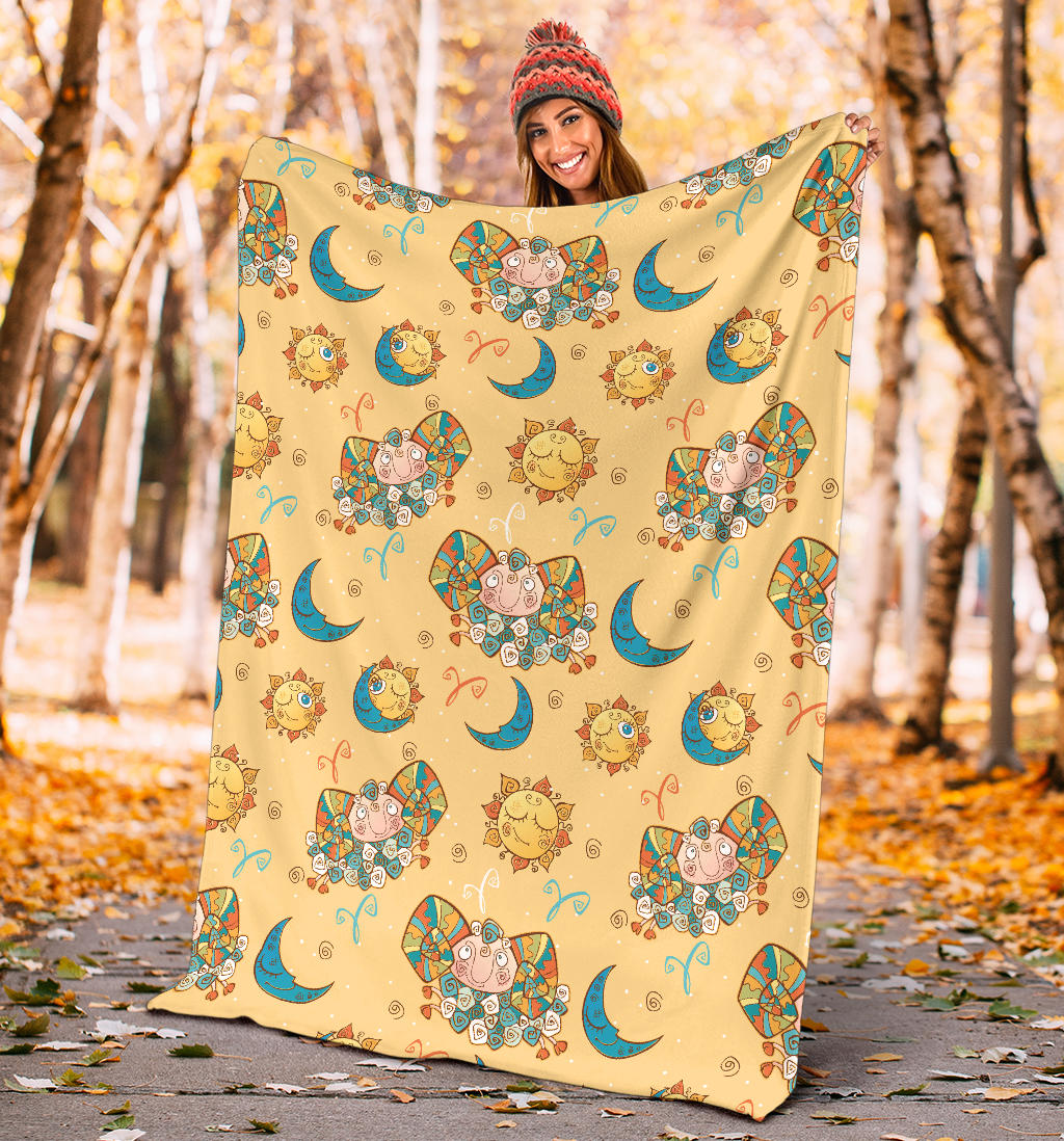 Aries Zodiac Pattern Print Design 03 Premium Blanket