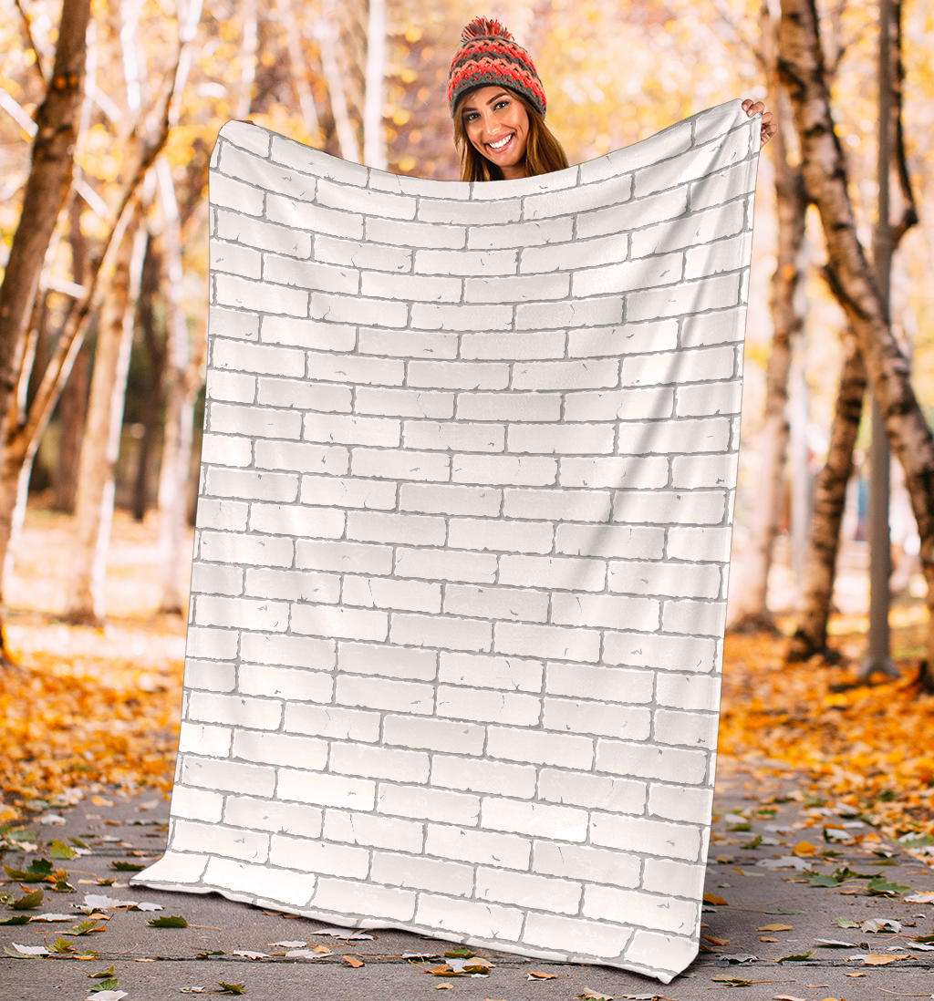 Brick White Pattern Print Design 03 Premium Blanket