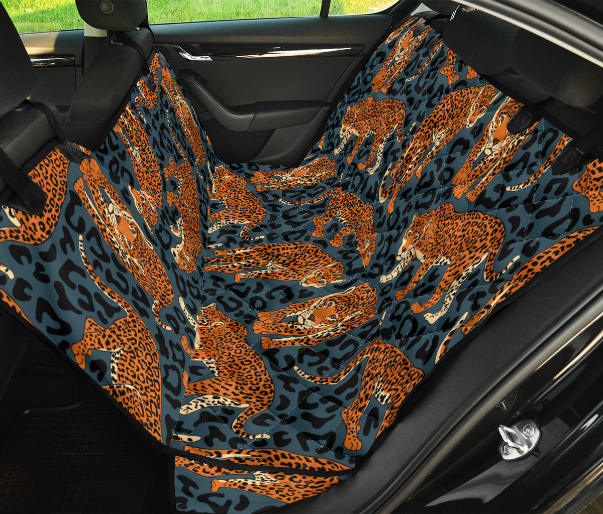 Jaguar Pattern Print Design 04 Rear Dog Car Seat Cover Hammock