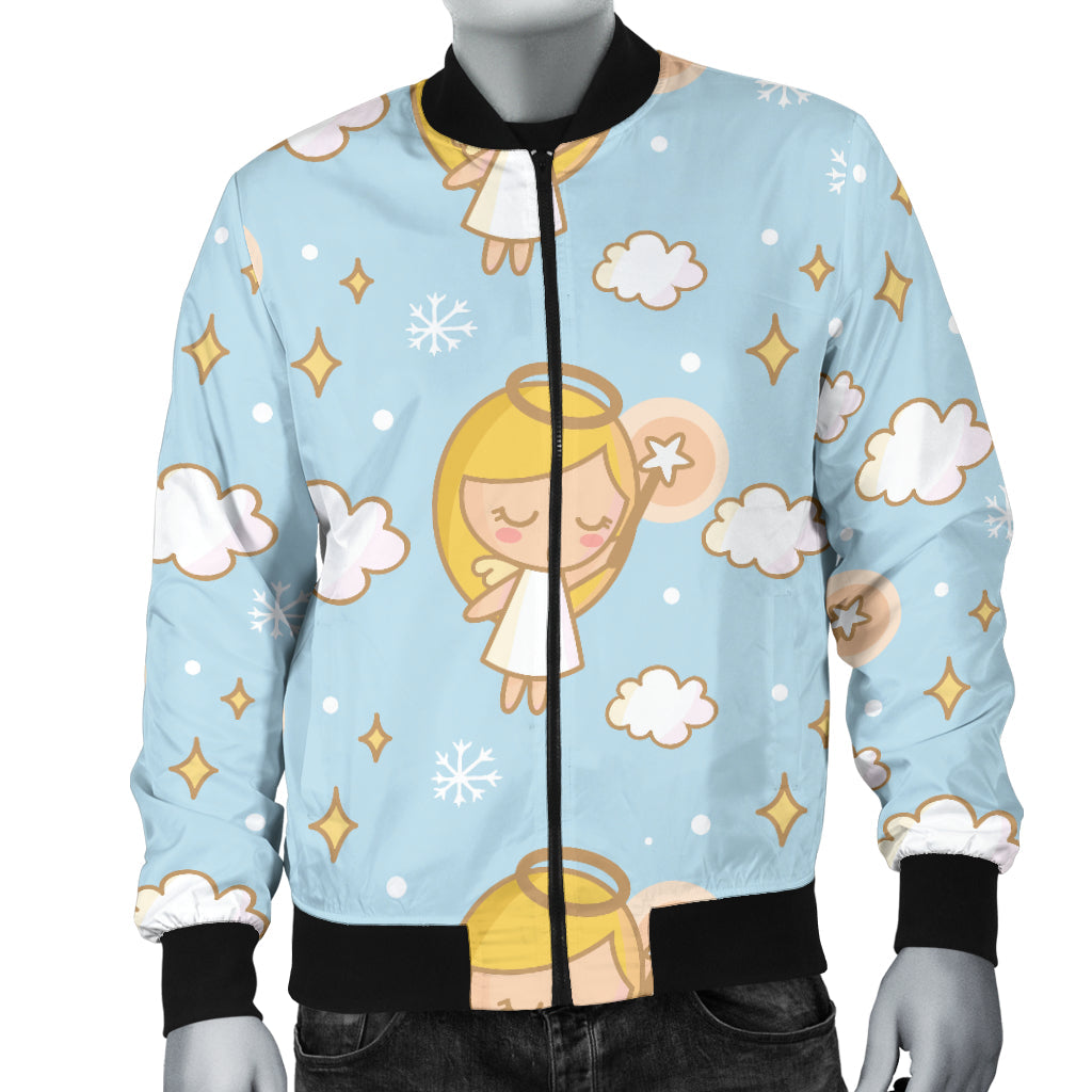 Angel Pattern Print Design 05 Men Bomber Jacket
