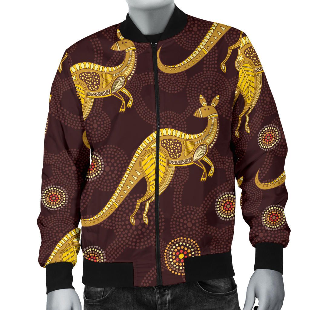 Kangaroos Aboriginal Pattern Print Design 08 Men Bomber Jacket
