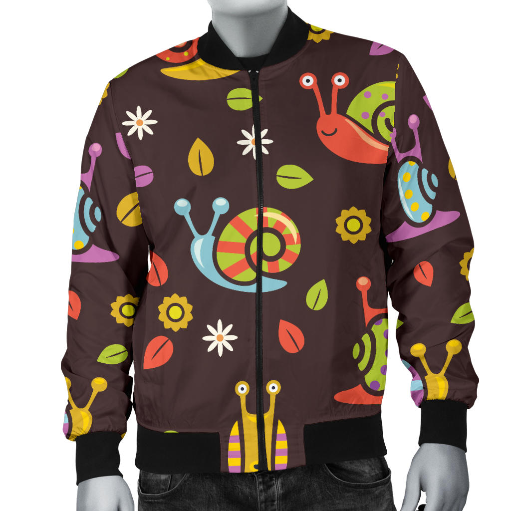 Snail Pattern Print Design 01 Men Bomber Jacket