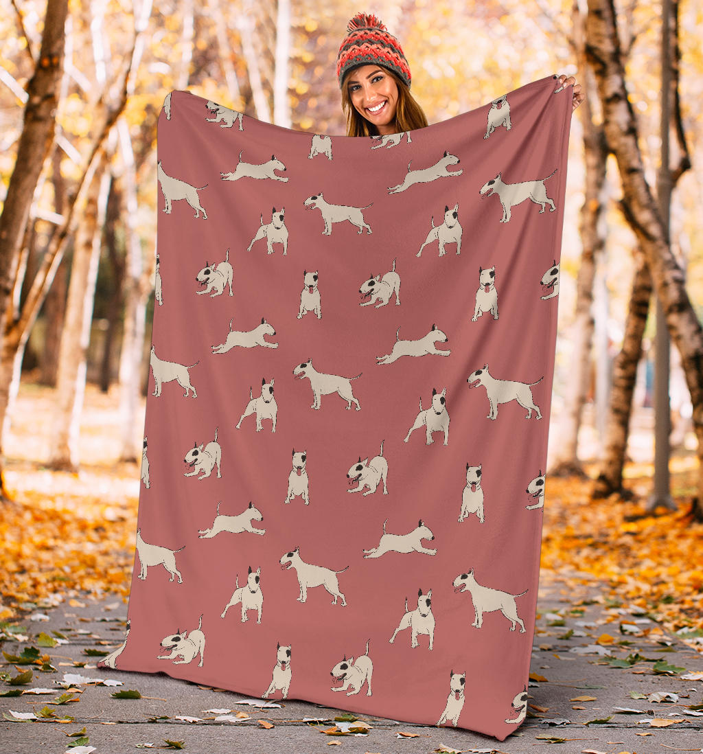 Bull Terriers Pattern Print Design 09 Premium Blanket