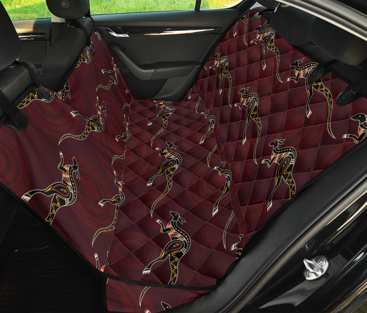 Kangaroos Pattern Print Design 05 Rear Dog Car Seat Cover Hammock
