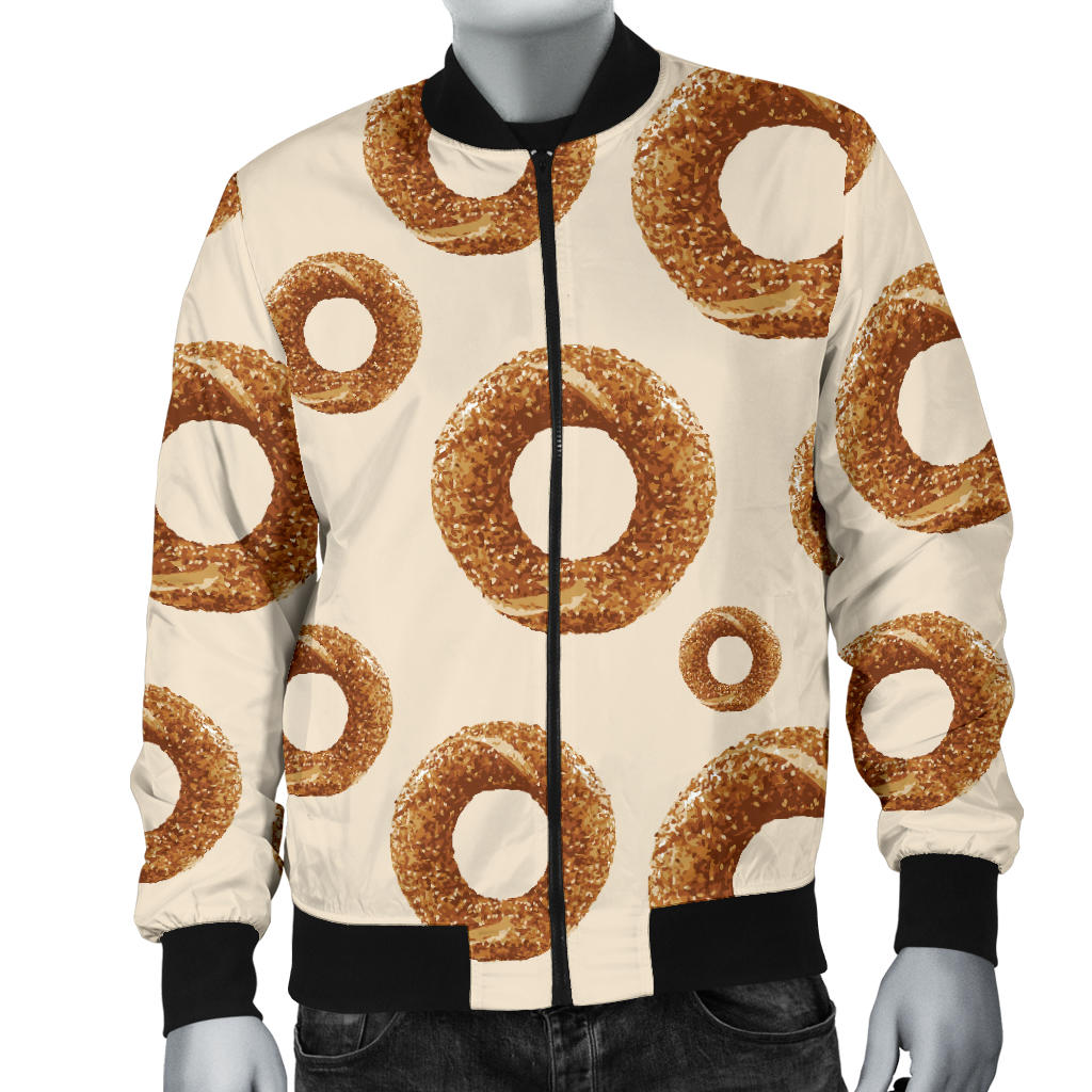 Bagel Pattern Print Design 01 Men Bomber Jacket