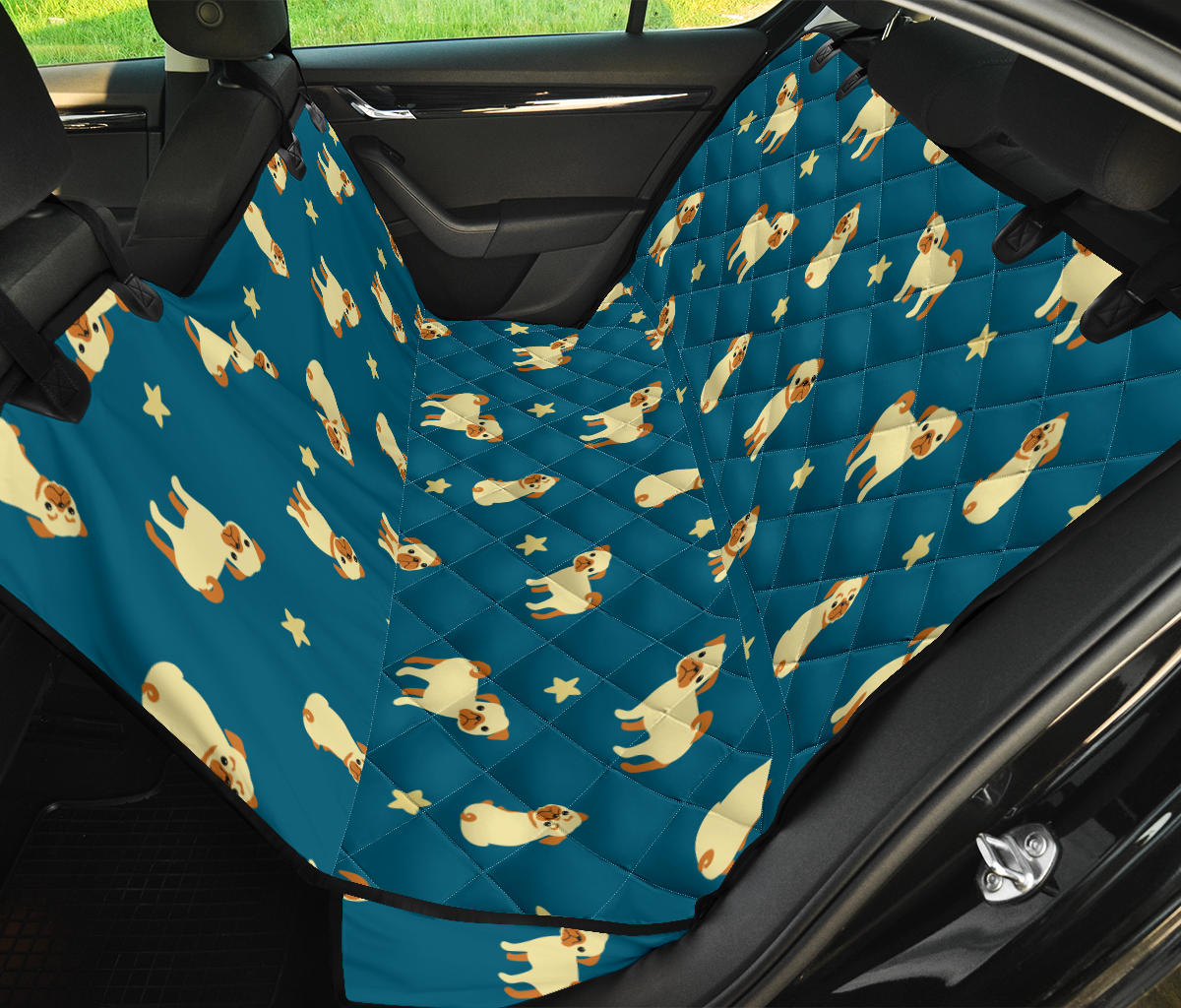Pug Pattern Print Design A06 Rear Dog Car Seat Cover Hammock