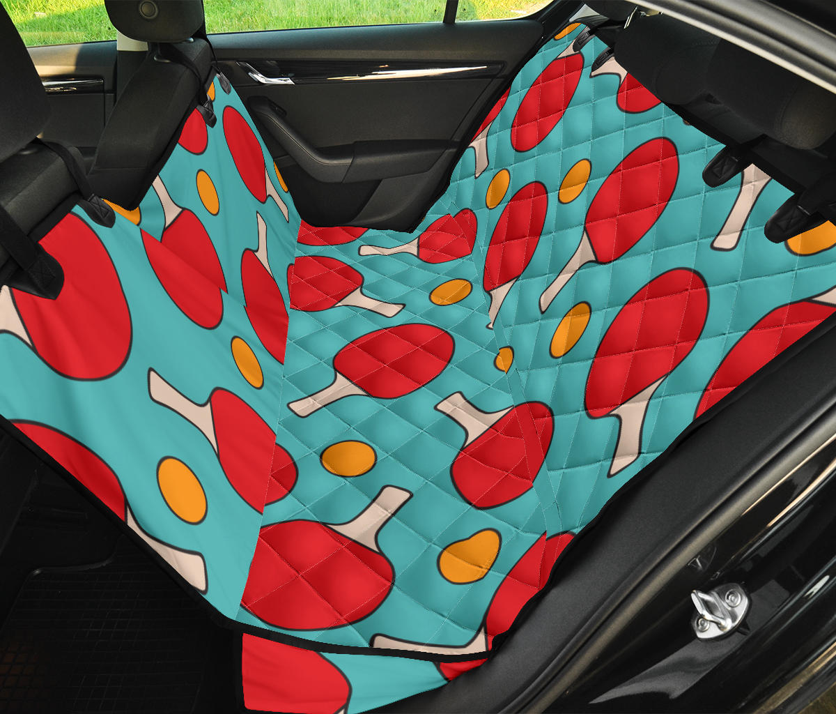 Ping Pong Pattern Print Design A01 Rear Dog Car Seat Cover Hammock