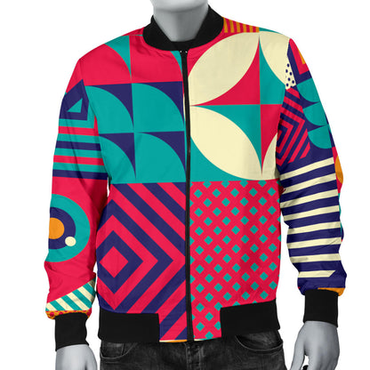 Mosaic Pattern Print Design 03 Men Bomber Jacket