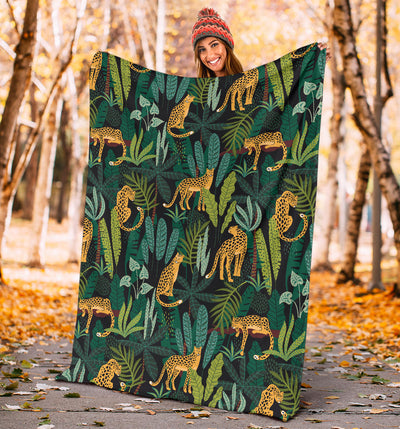 Jaguar Jungle Pattern Print Design 03 Premium Blanket
