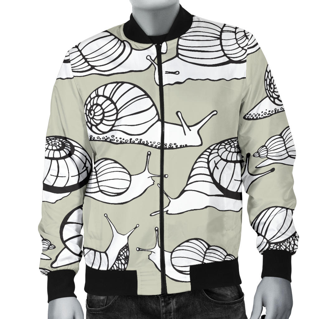 Snail Pattern Print Design 03 Men Bomber Jacket