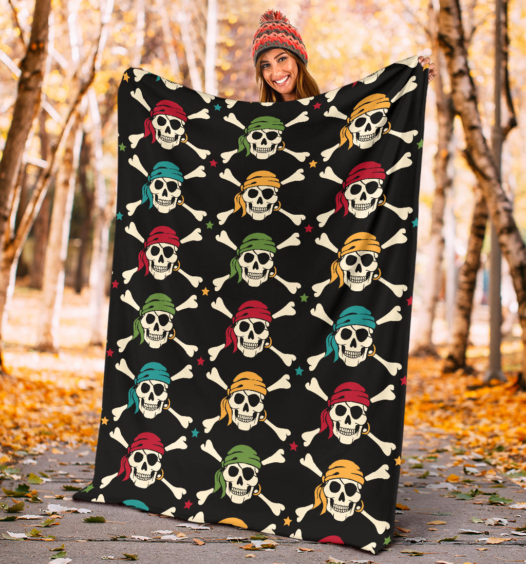 Pirate Pattern Print Design A01 Premium Blanket