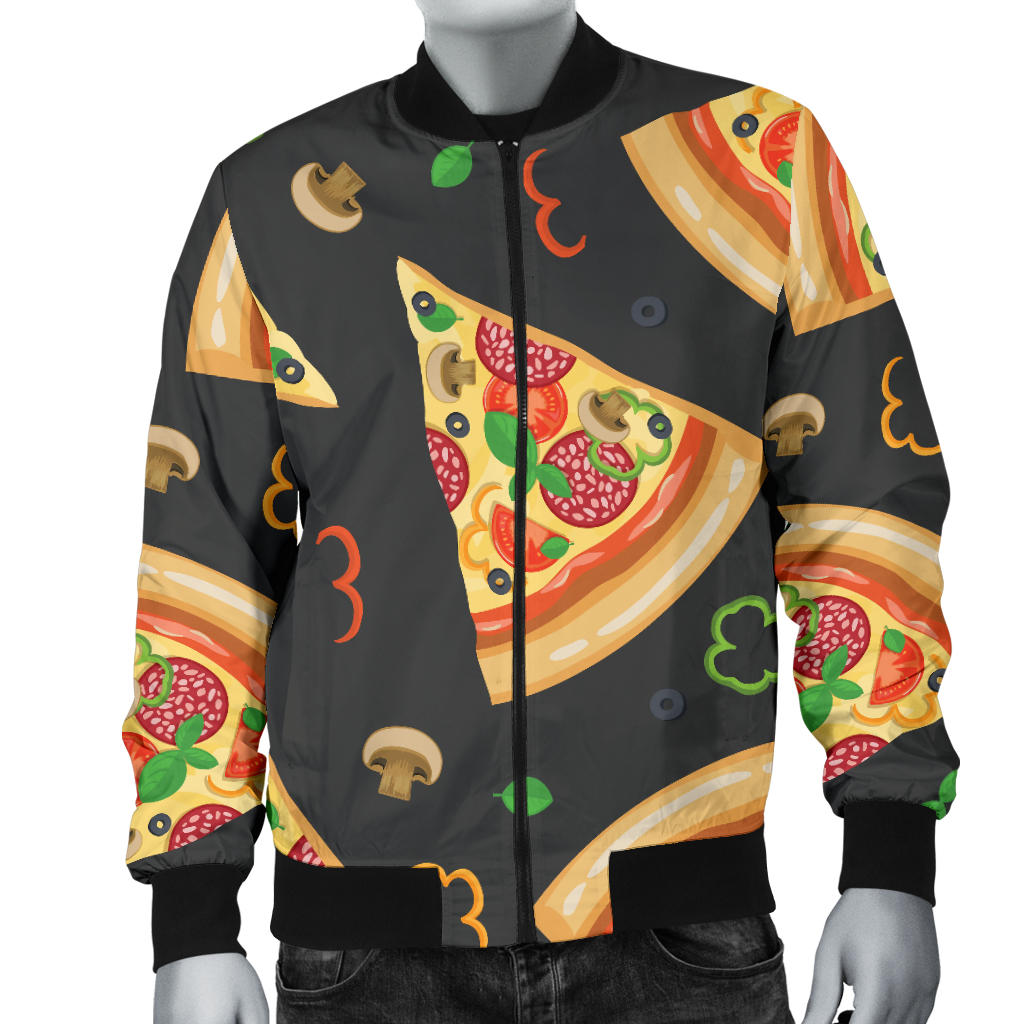 Pizza Pattern Print Design A02 Men Bomber Jacket