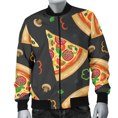 Pizza Pattern Print Design A02 Men Bomber Jacket
