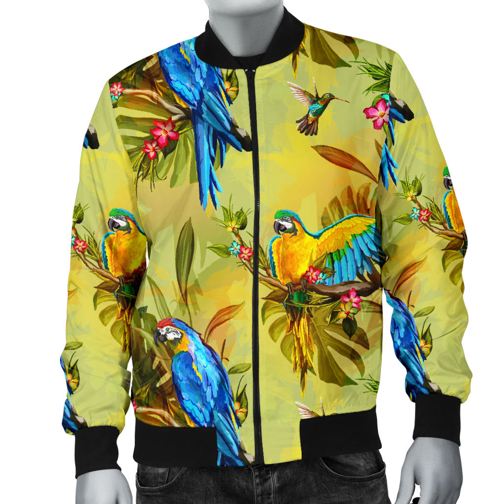 Parrot Pattern Print Design A02 Men Bomber Jacket