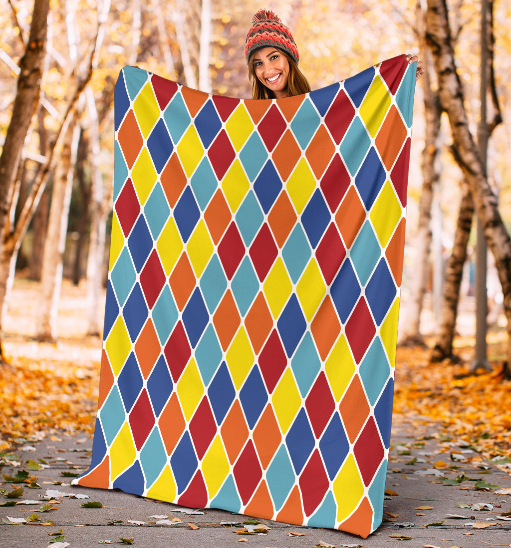 Harlequin Pattern Print Design 01 Premium Blanket