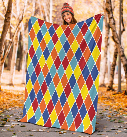 Harlequin Pattern Print Design 01 Premium Blanket