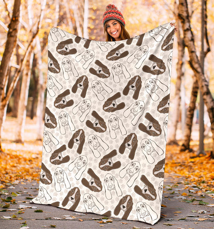 Basset Hound Pattern Print Design 01 Premium Blanket