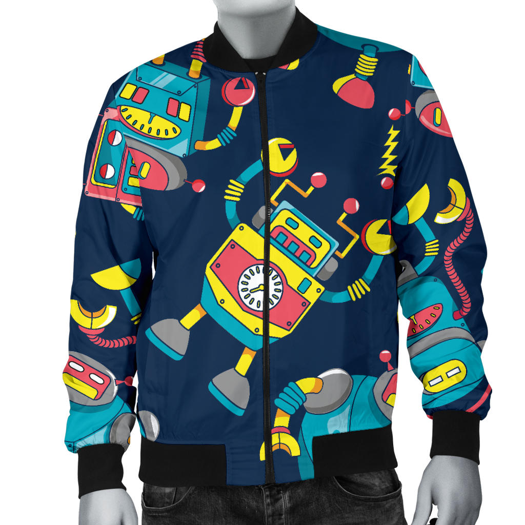 Robot Pattern Print Design A05 Men Bomber Jacket