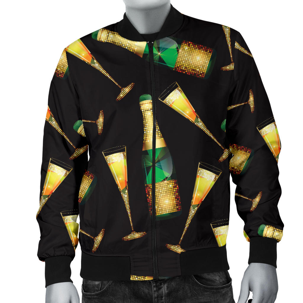 Champagne Pattern Print Design 02 Men Bomber Jacket