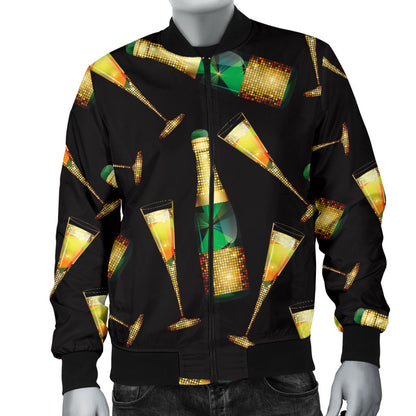 Champagne Pattern Print Design 02 Men Bomber Jacket