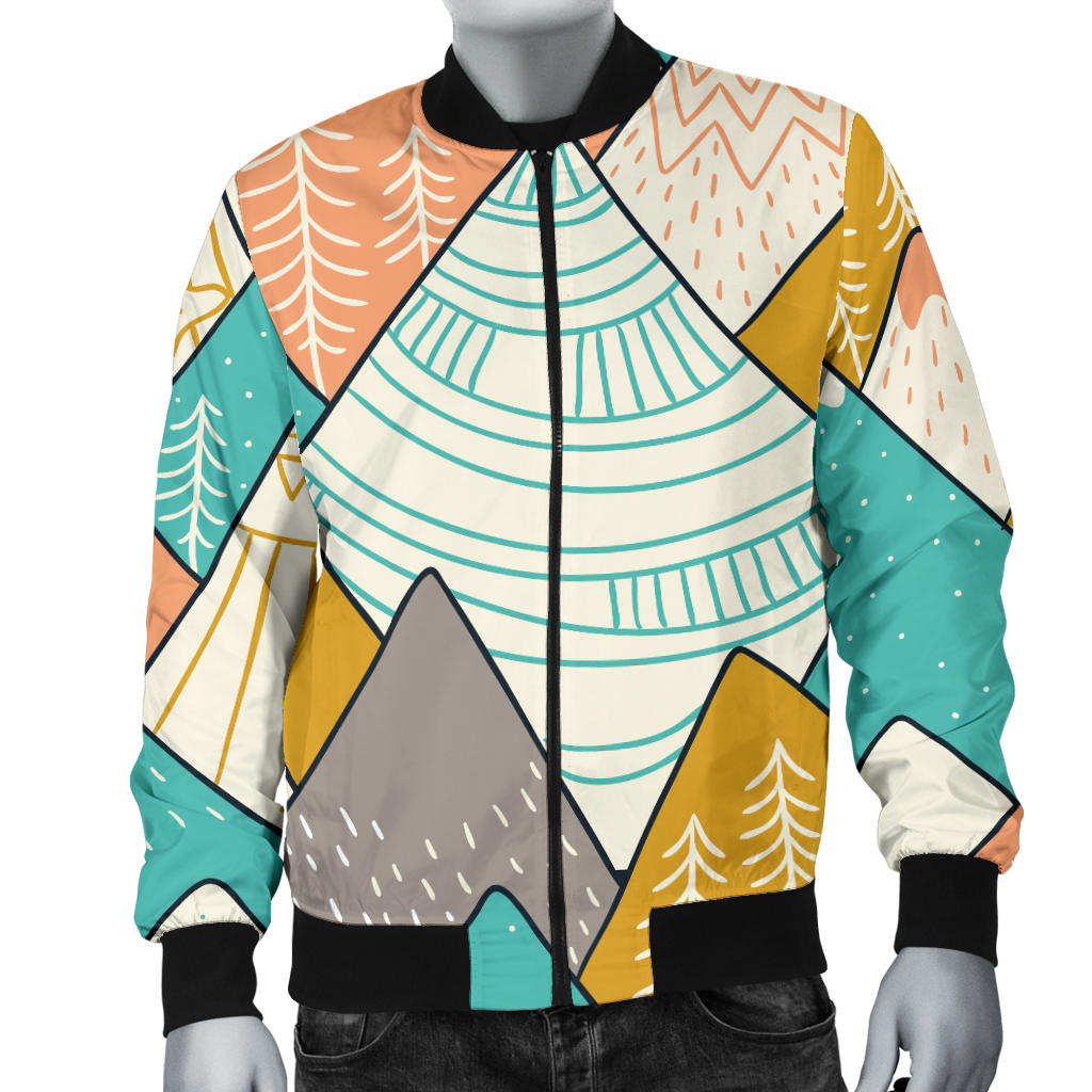 Mountain Pattern Print Design 02 Men Bomber Jacket