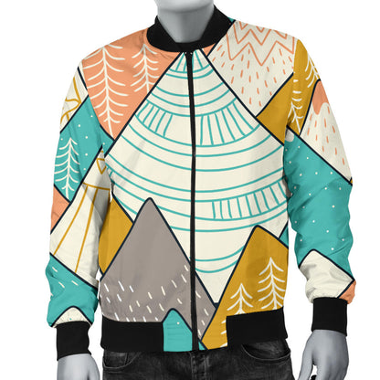 Mountain Pattern Print Design 02 Men Bomber Jacket