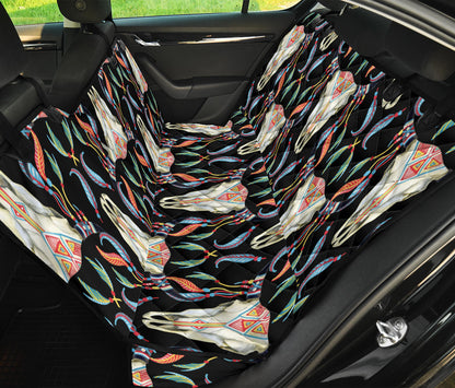 Buffalo Head Boho Style Pattern Print Design 01 Rear Dog Car Seat Cover Hammock