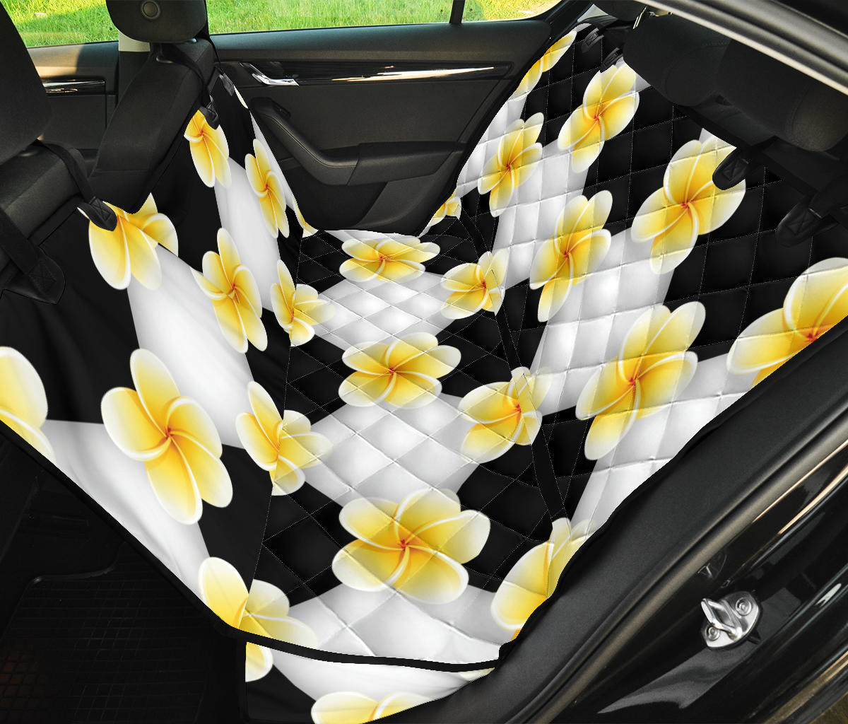 Plumeria Pattern Print Design A04 Rear Dog Car Seat Cover Hammock