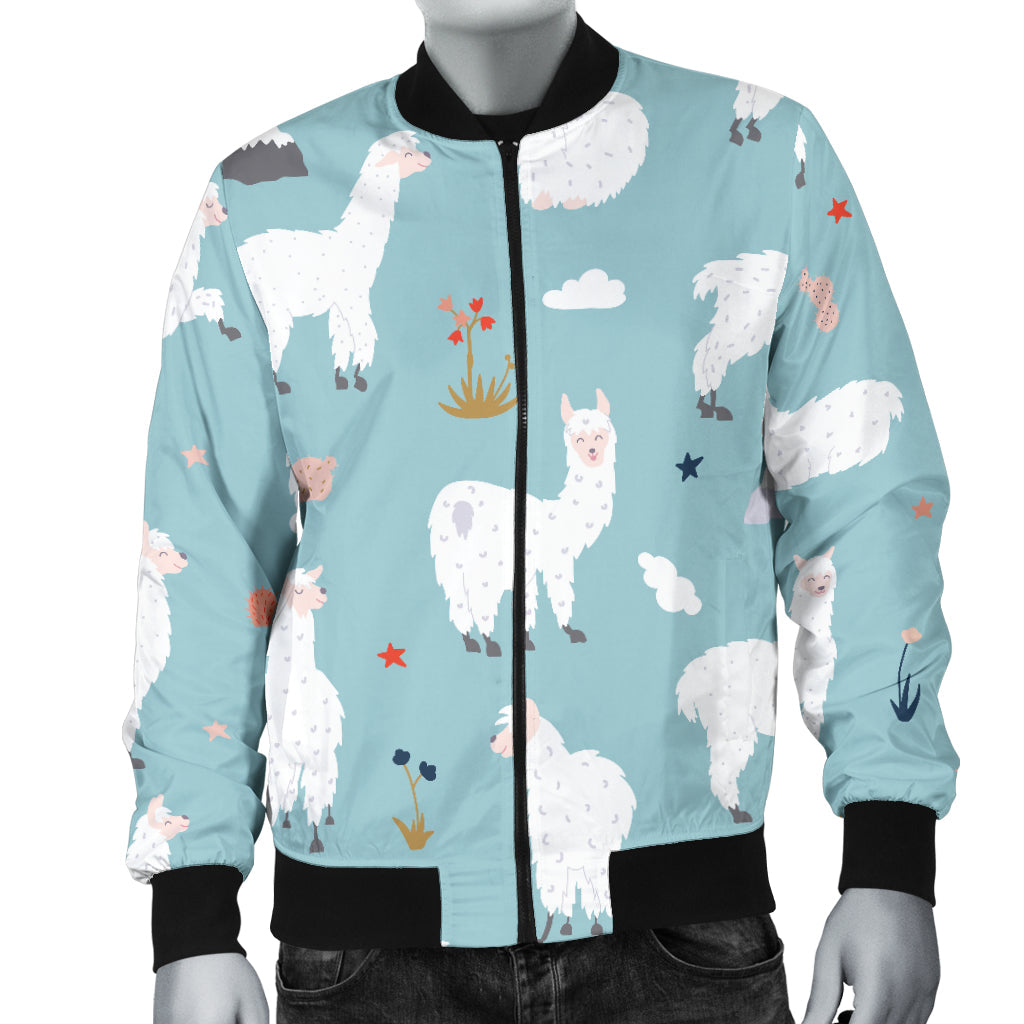 Alpaca Pattern Print Design 02 Men Bomber Jacket
