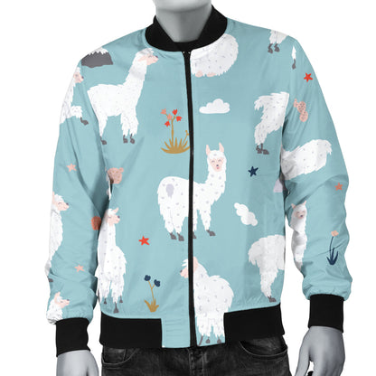 Alpaca Pattern Print Design 02 Men Bomber Jacket