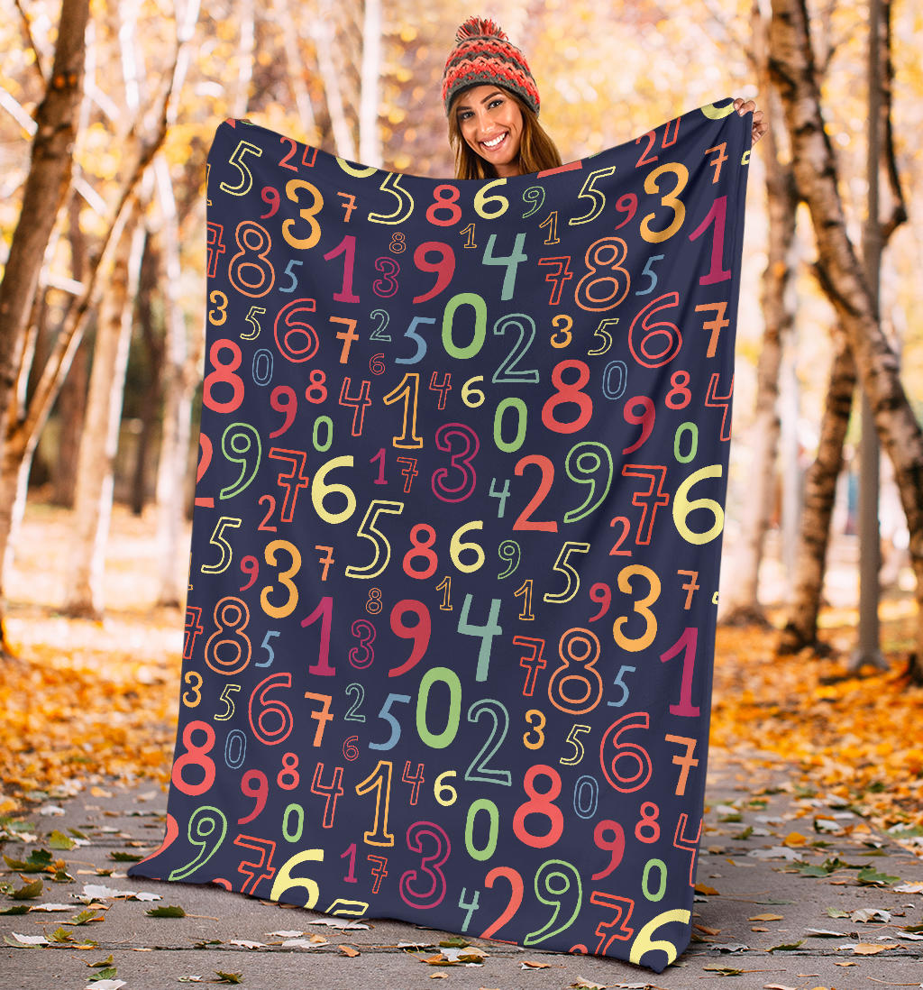 Number Pattern Print Design A01 Premium Blanket