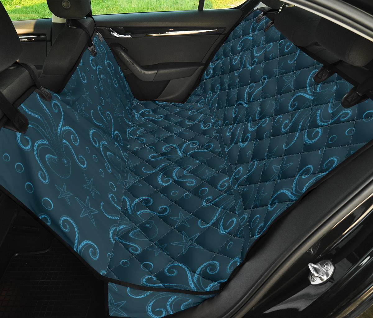 Octopus Pattern Print Design A05 Rear Dog Car Seat Cover Hammock