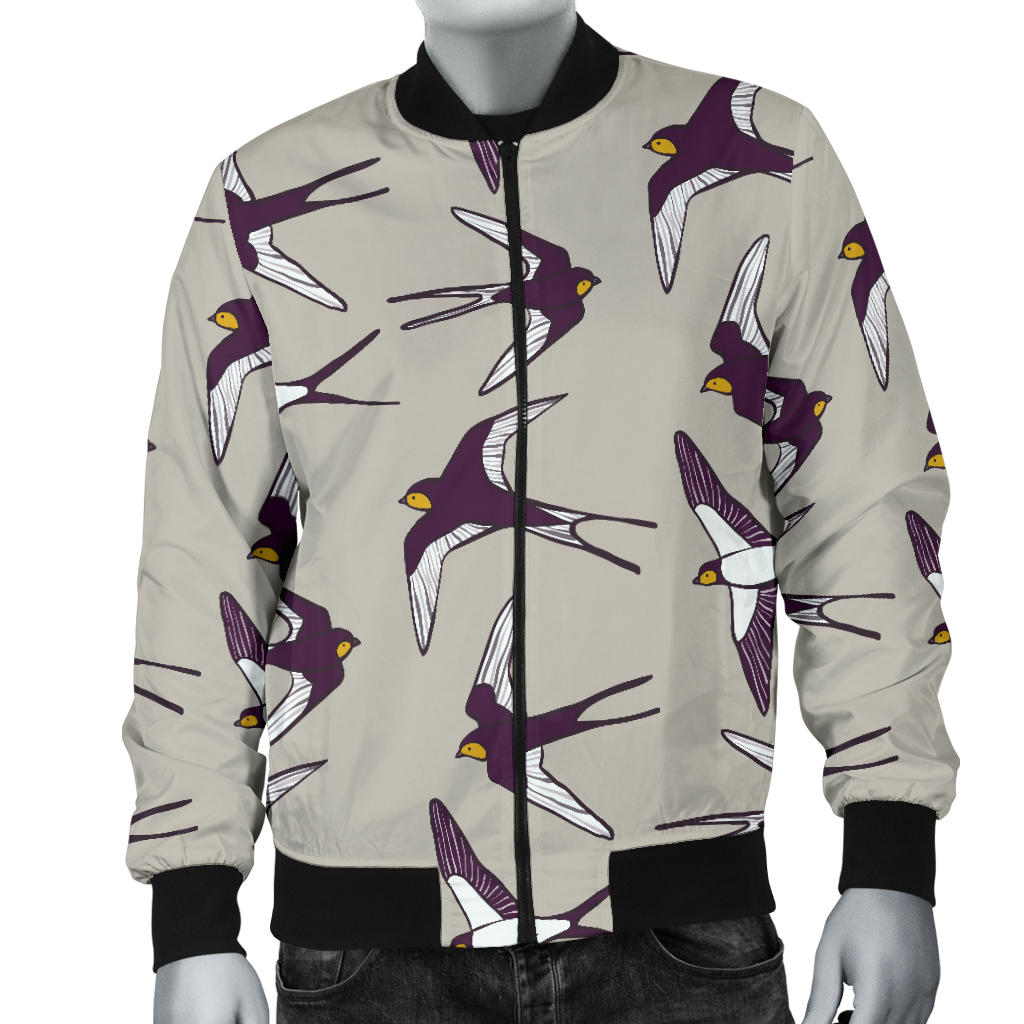 Swallow Bird Pattern Print Design 03 Men Bomber Jacket