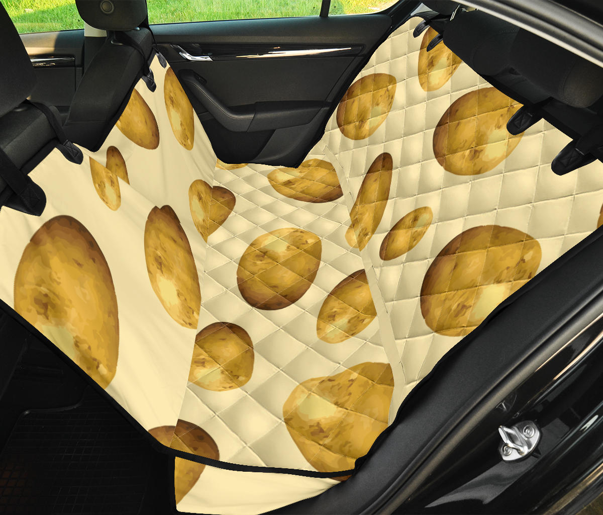 Potato Pattern Print Design A01 Rear Dog Car Seat Cover Hammock