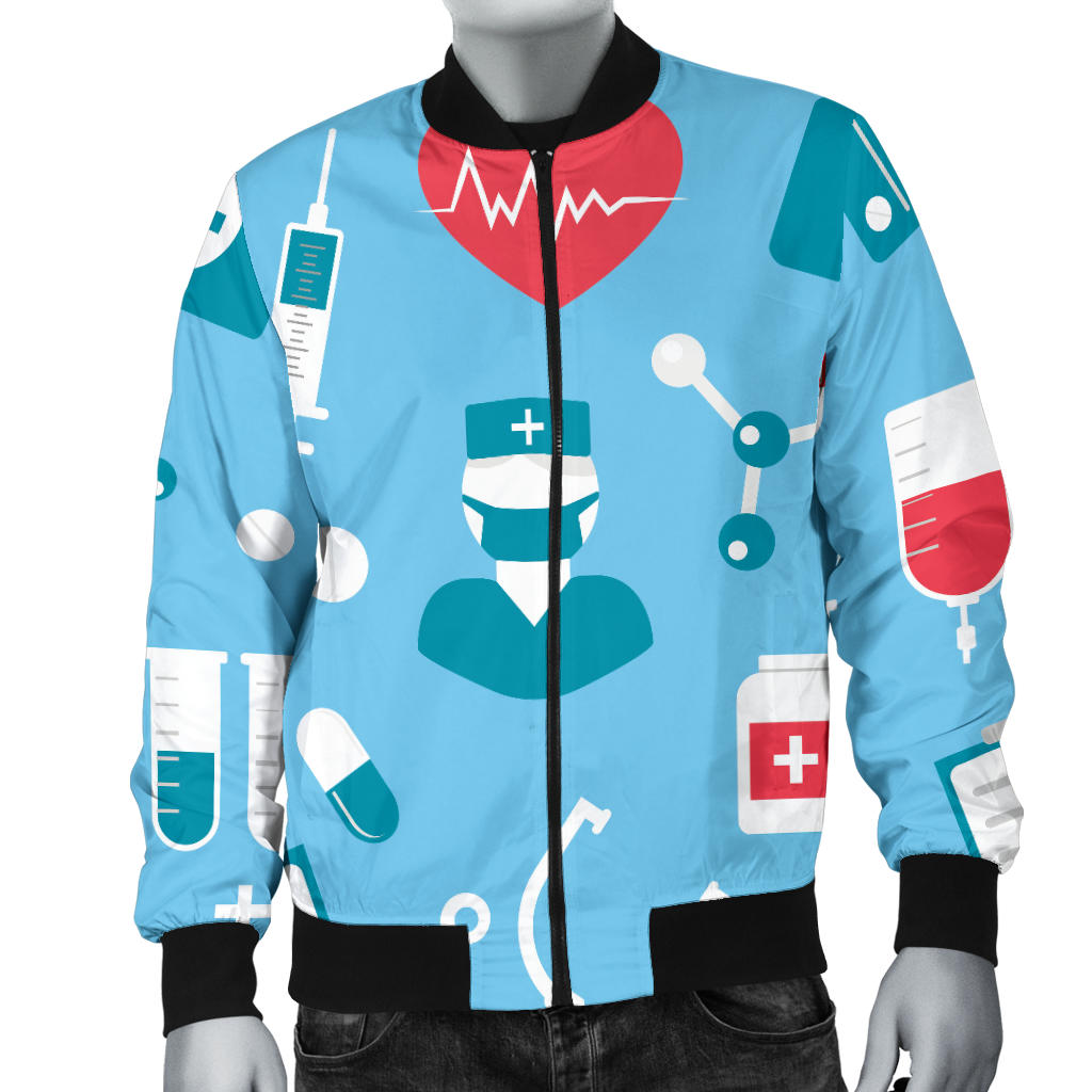 Nurse Pattern Print Design A03 Men Bomber Jacket