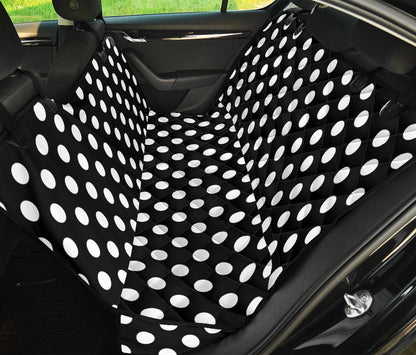 Polka Dot Black White Pattern Print Design 03 Rear Dog Car Seat Cover Hammock