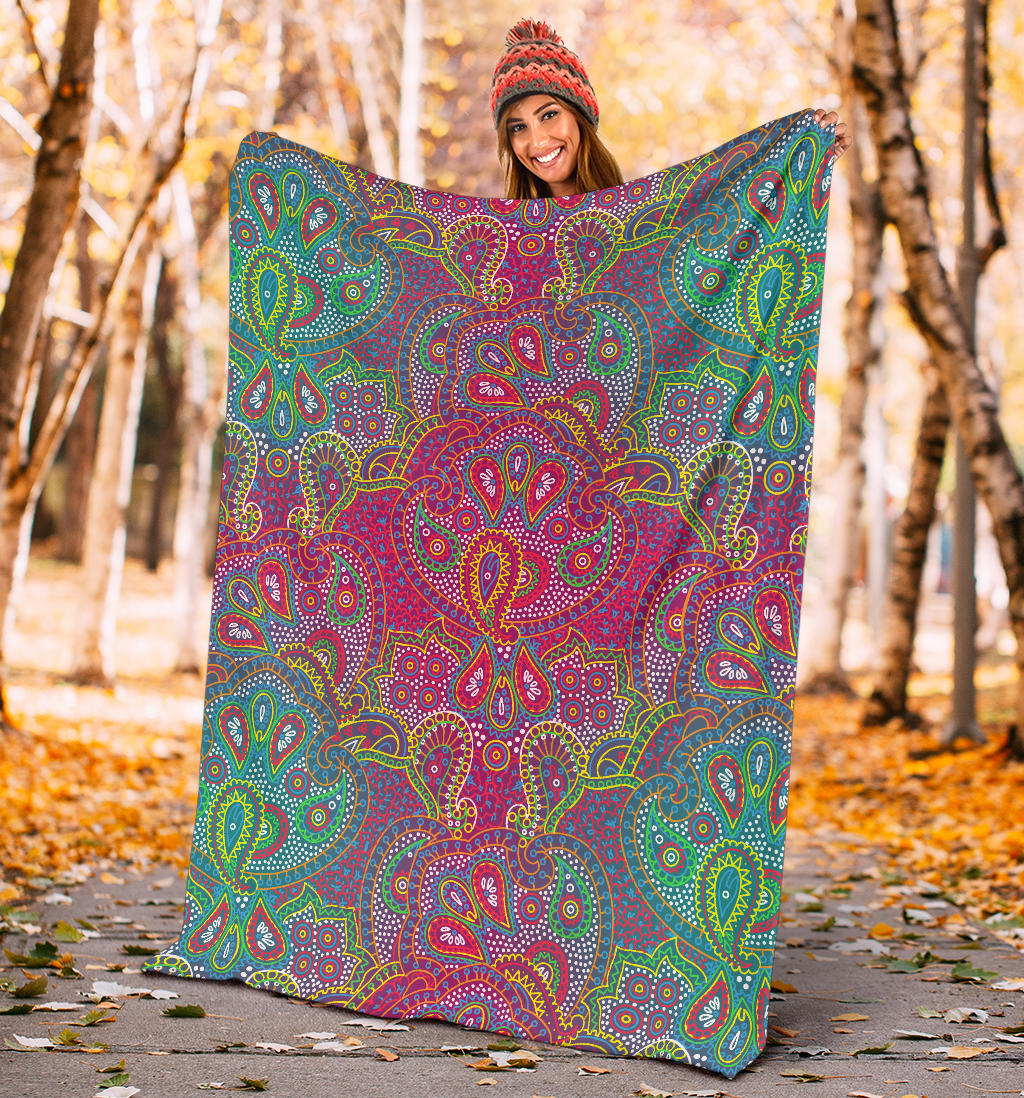 Boho Pattern Print Design 02 Premium Blanket