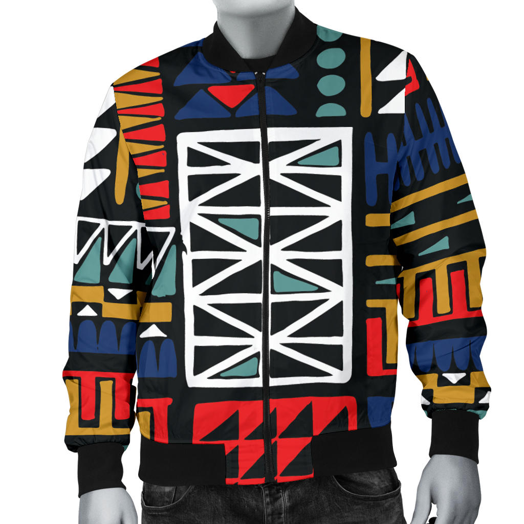 Kente Pattern Print Design 02 Men Bomber Jacket