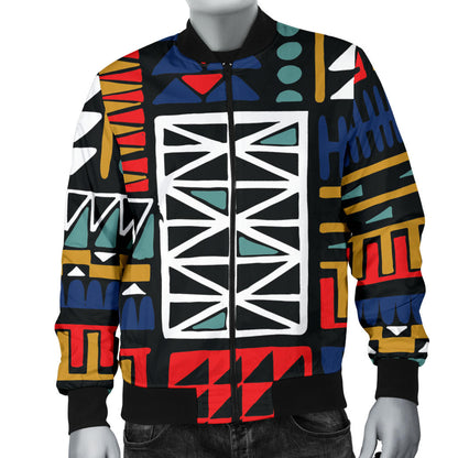 Kente Pattern Print Design 02 Men Bomber Jacket