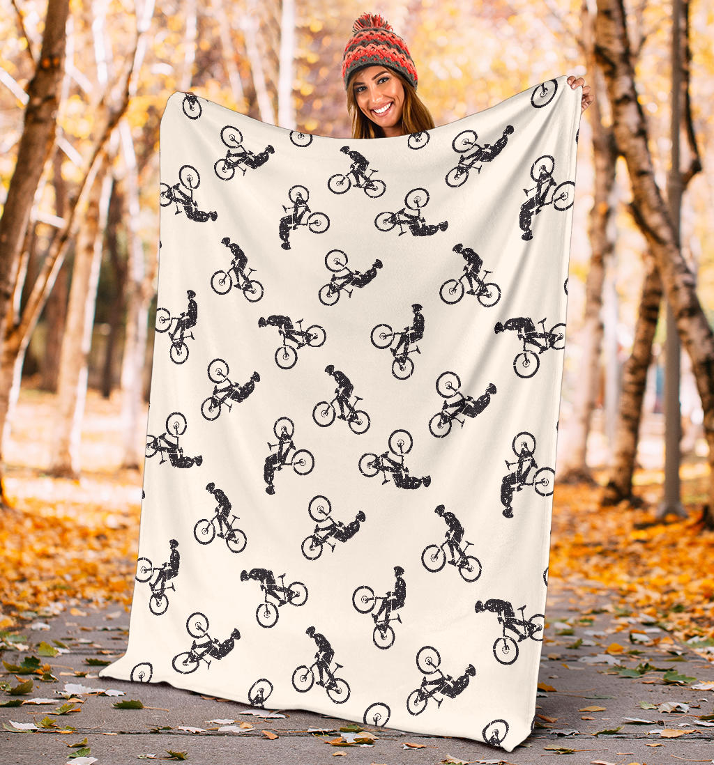 Mountain bike Pattern Print Design 01 Premium Blanket