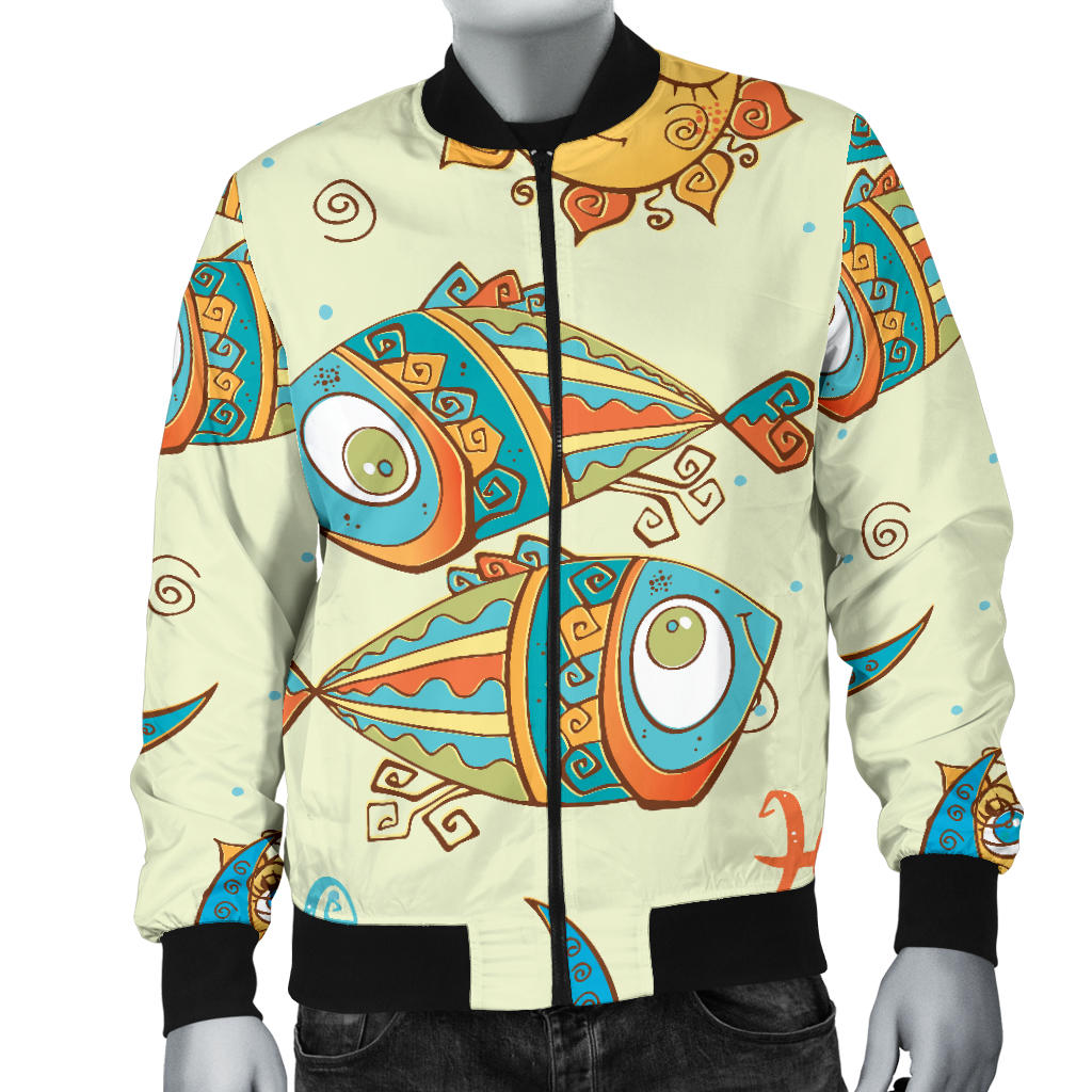 Pisces Pattern Print Design A03 Men Bomber Jacket