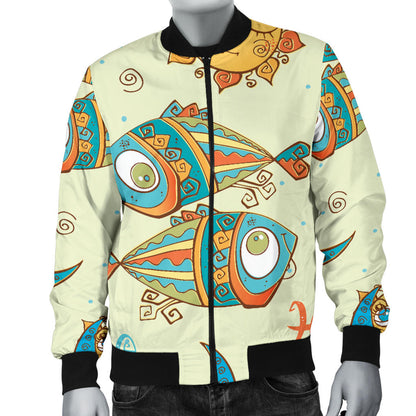Pisces Pattern Print Design A03 Men Bomber Jacket