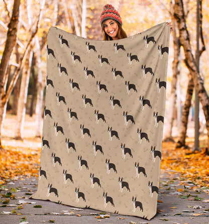 Boston Terrier Pattern Print Design 02 Premium Blanket